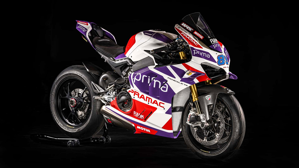 白色塗裝的Panigale V4代表著MotoGP賽事的車手Jorge Martin