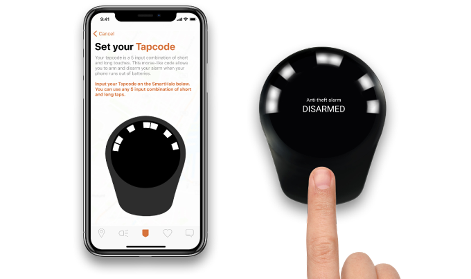只要靠手機就能夠解除警報，即便手機沒電也能靠自定義的長按和短按來解除，在這個部分SmartHalo團隊設想相當周到