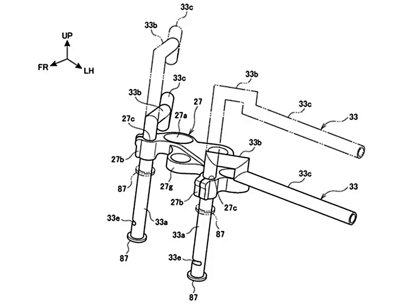伸縮式的握把從前叉內部伸展出來,讓騎士能以更挺立的姿勢騎車