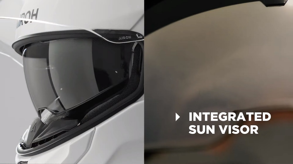 為了避免刺眼的陽光,安全帽配有內墨鏡的設計