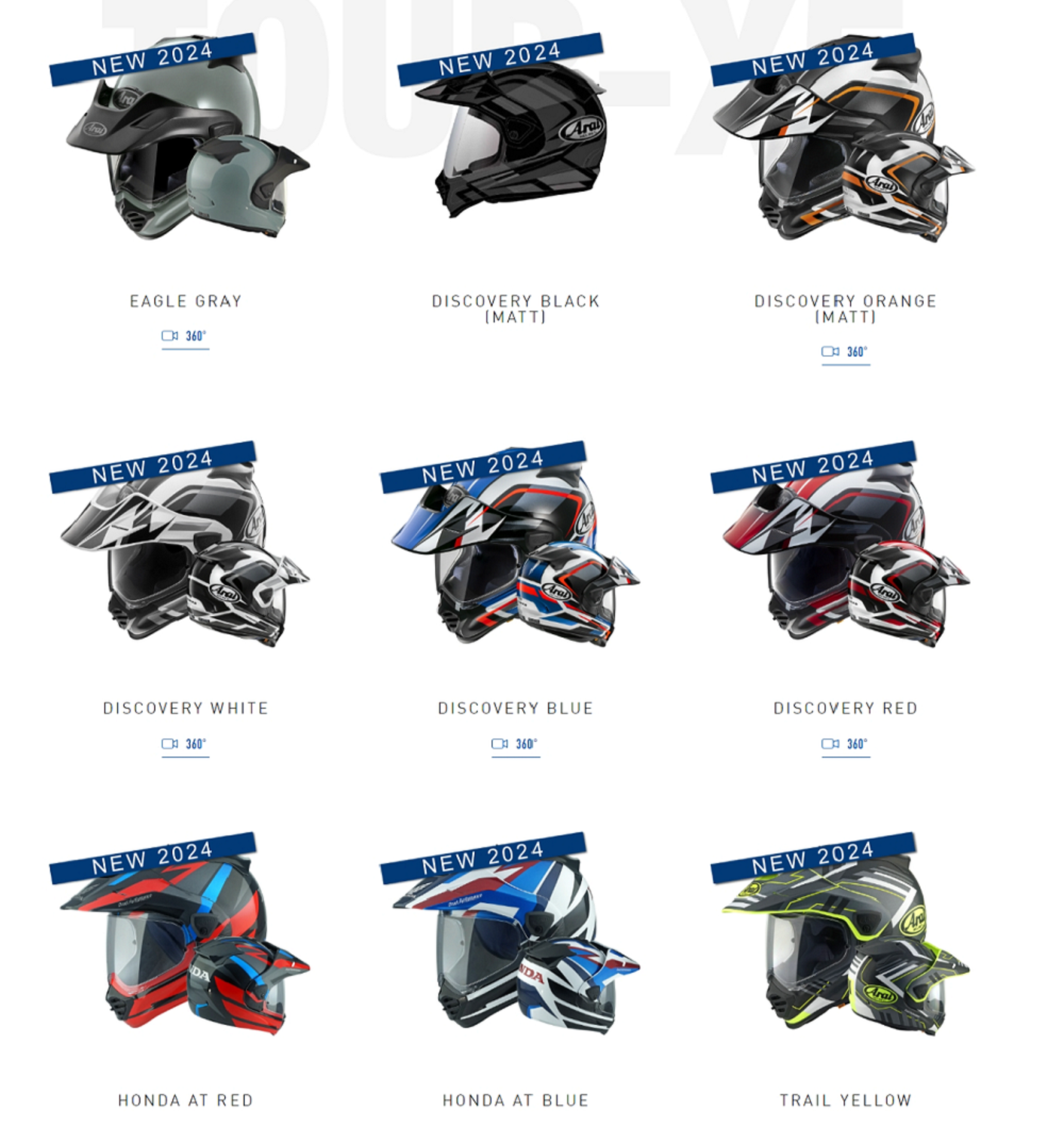 新版本的Arai Tour-X5共有多達19種配色可以選擇