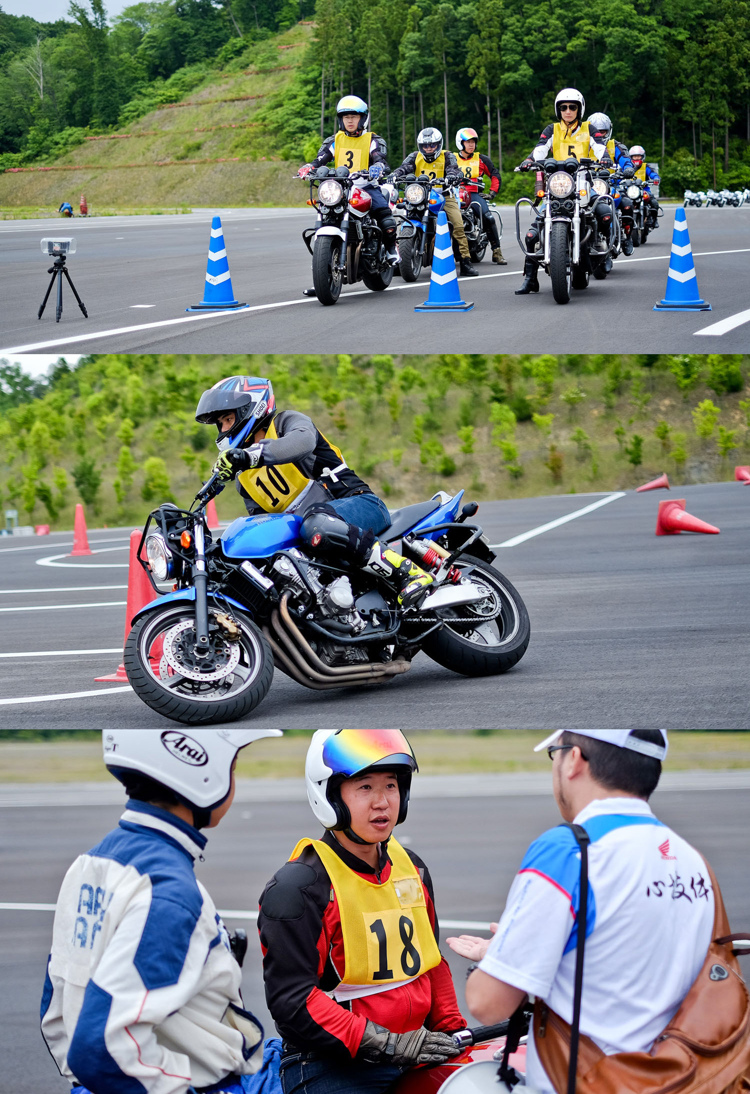 由於平衡課程結束後仍有些餘裕時間,教練們便帶領學員回到Course Slalom 場地,複習昨日的油門收放,視線轉移技巧