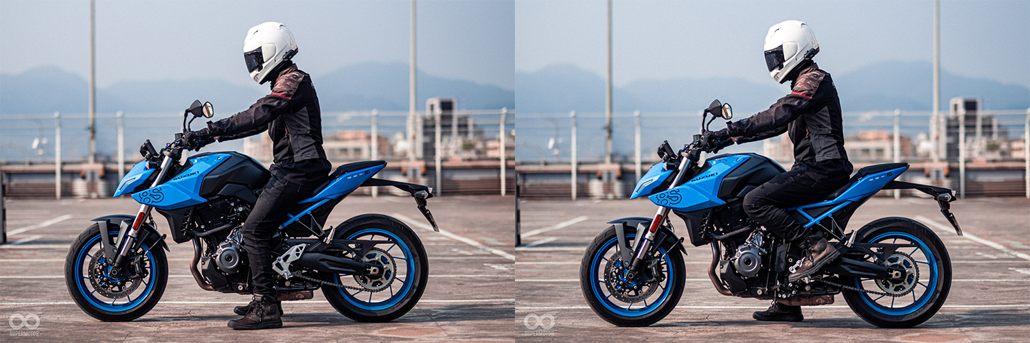 圖中騎士身高180公分,雙腳能輕鬆踏地