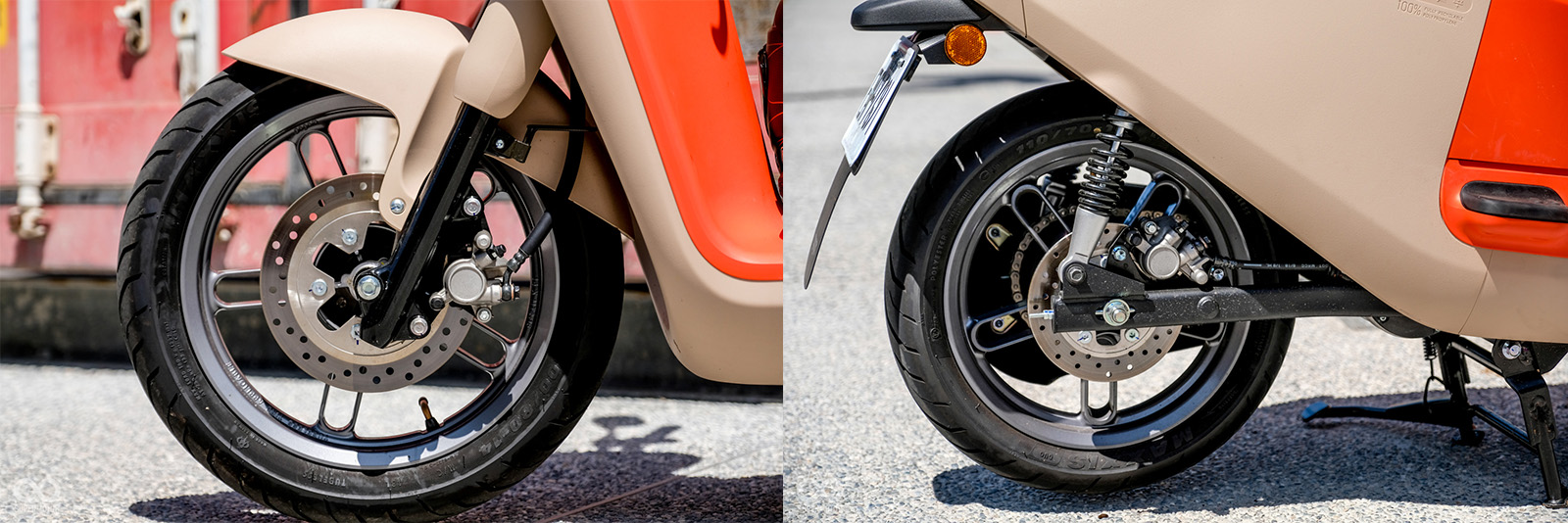 前後煞車卡鉗皆為單活塞卡鉗，後避震器不可調整，前叉管徑僅有26mm