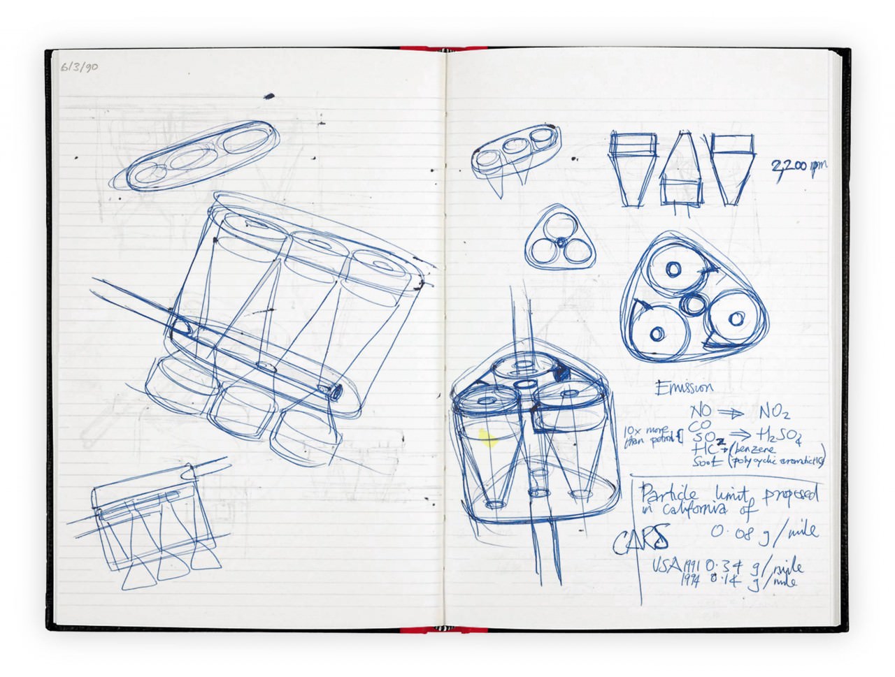 James Dyson早在1990年便設計出一套柴油車的廢氣過濾系統，也在1993年公開過濾器的原型