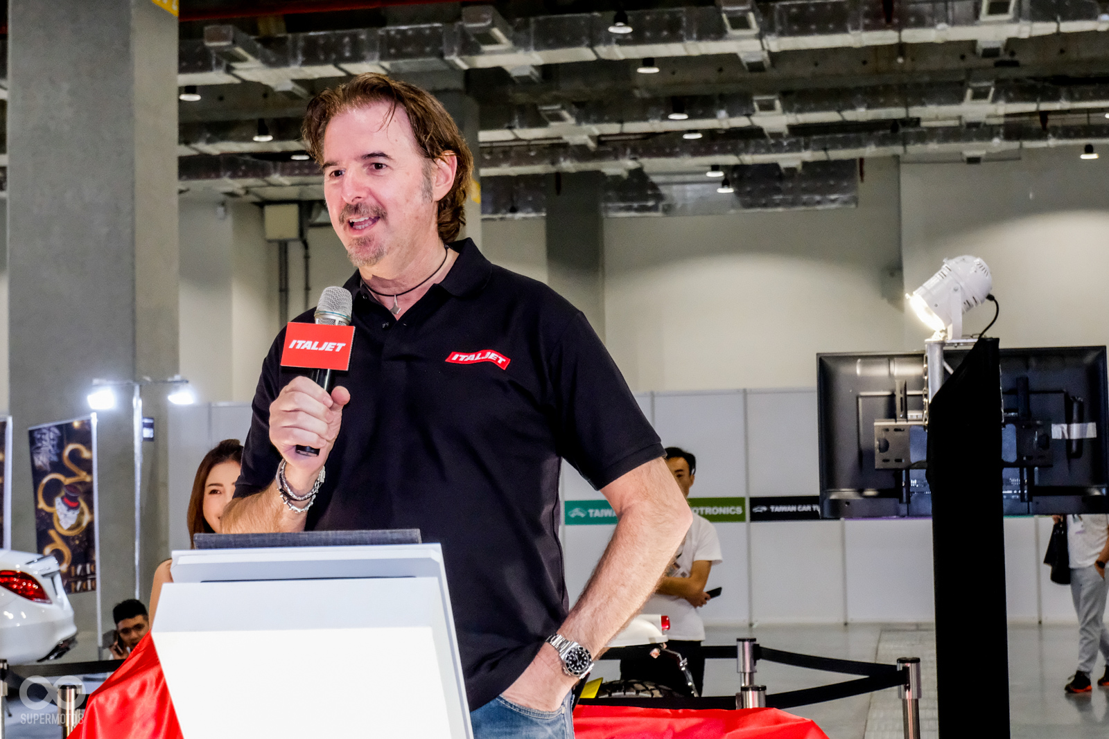 活動現場邀請重量級貴賓，ITALJET老闆MASSIMO TARTARINI親自為大家介紹新車與品牌
