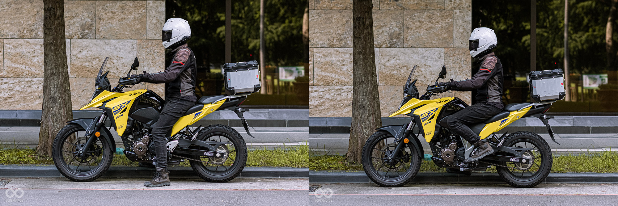 835mm座高的V-STROM 250 SX,實際乘坐起來的雙腳很容易平踏地面