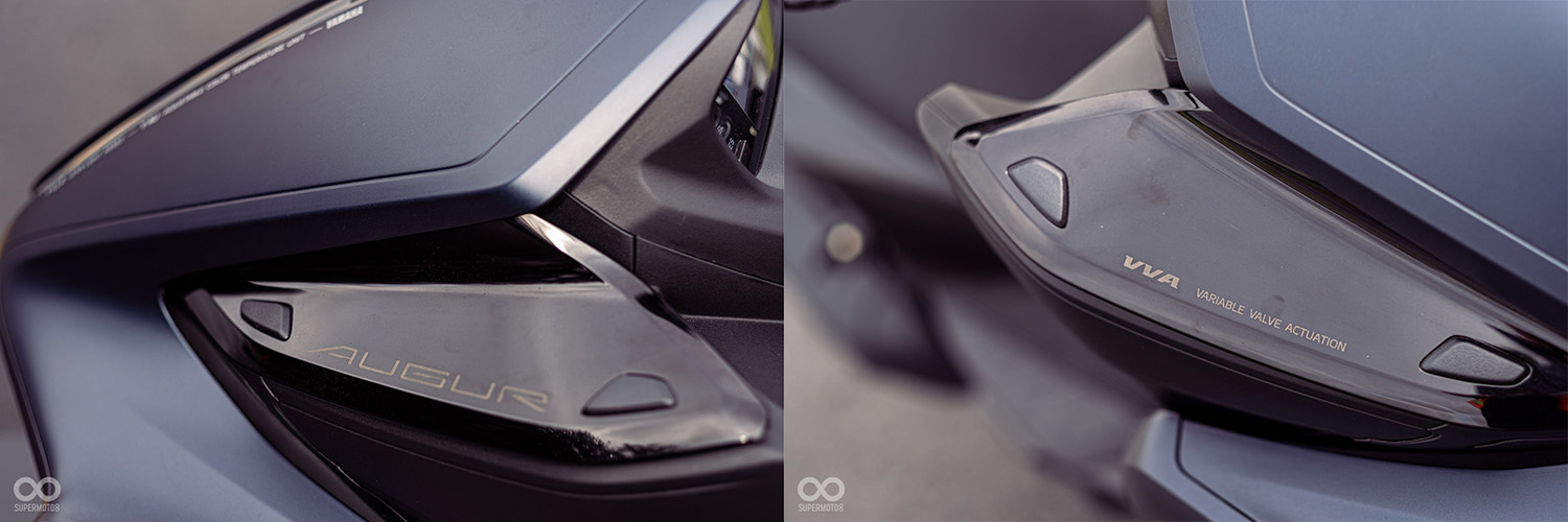 左右側殼使用半透明的材質，上頭分別印有AUGUR和VVA字樣