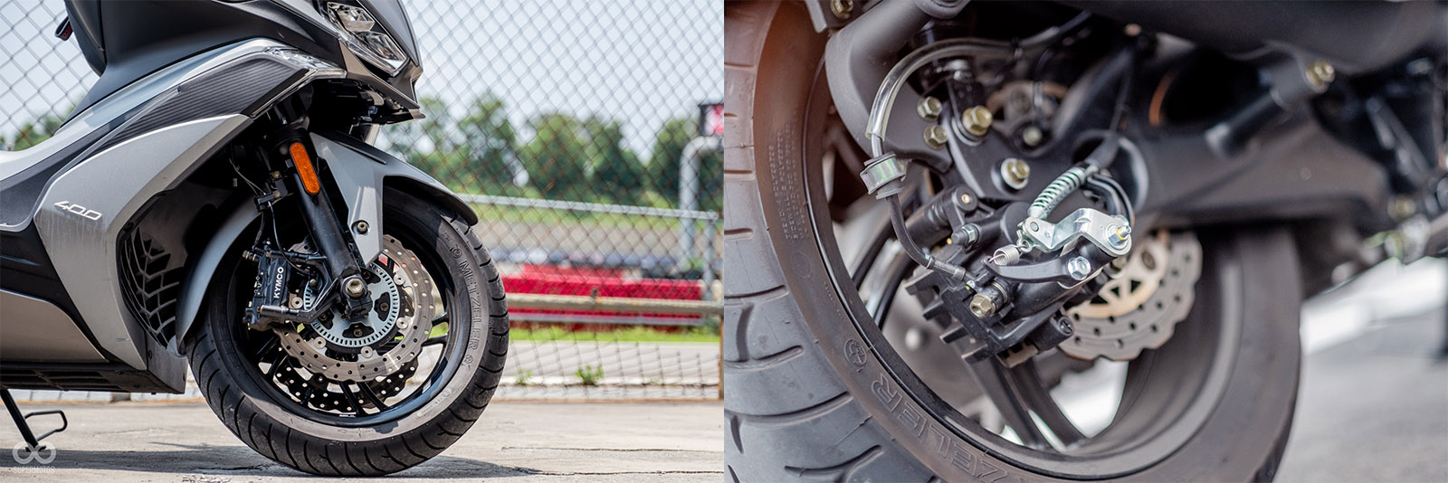 前煞車配有雙輻射卡鉗,不論在使用效果或是外型都加分不少