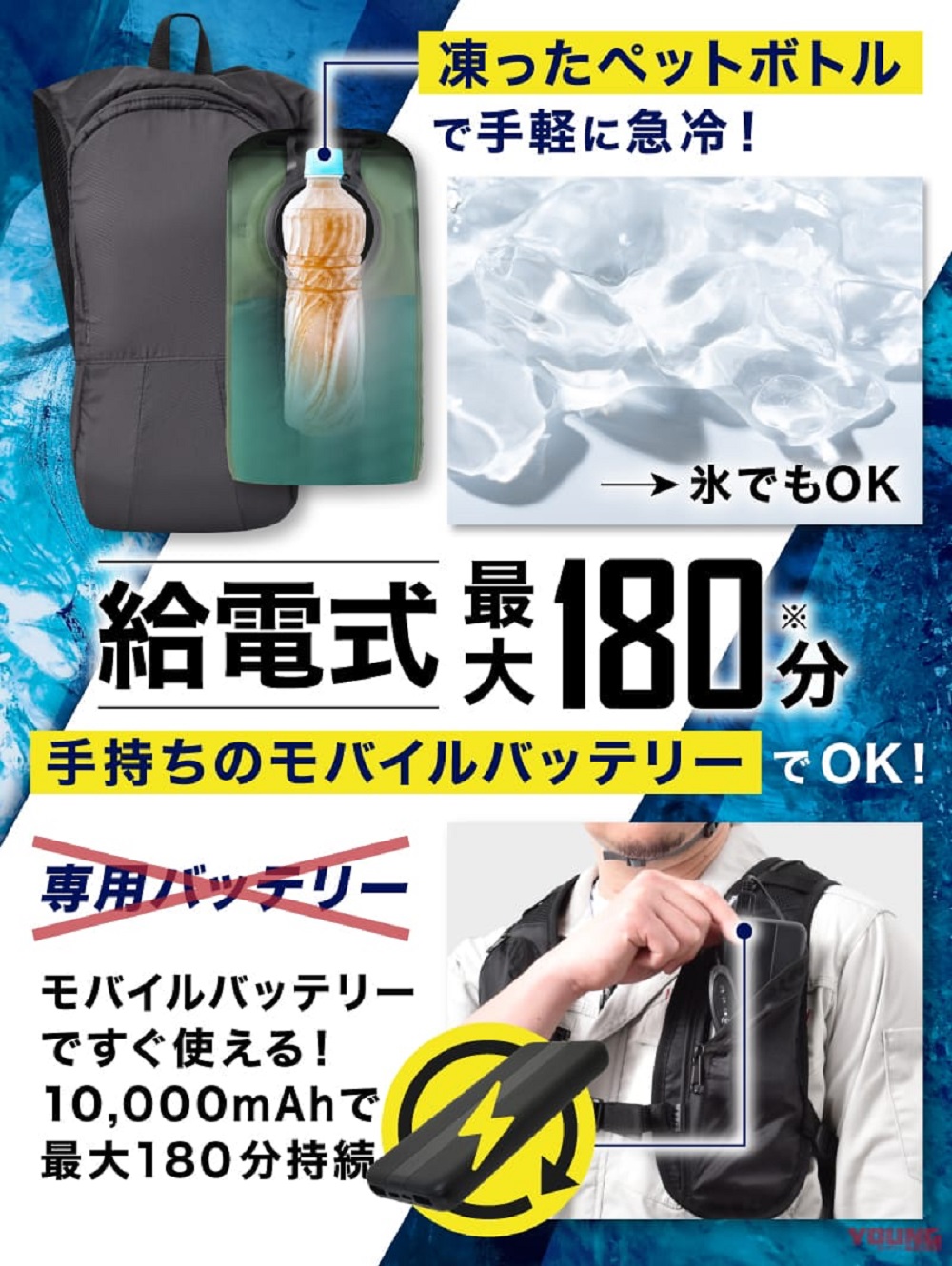 裝上了10,000mAh的電池，讓整件背心的續航力可以來到180分鐘