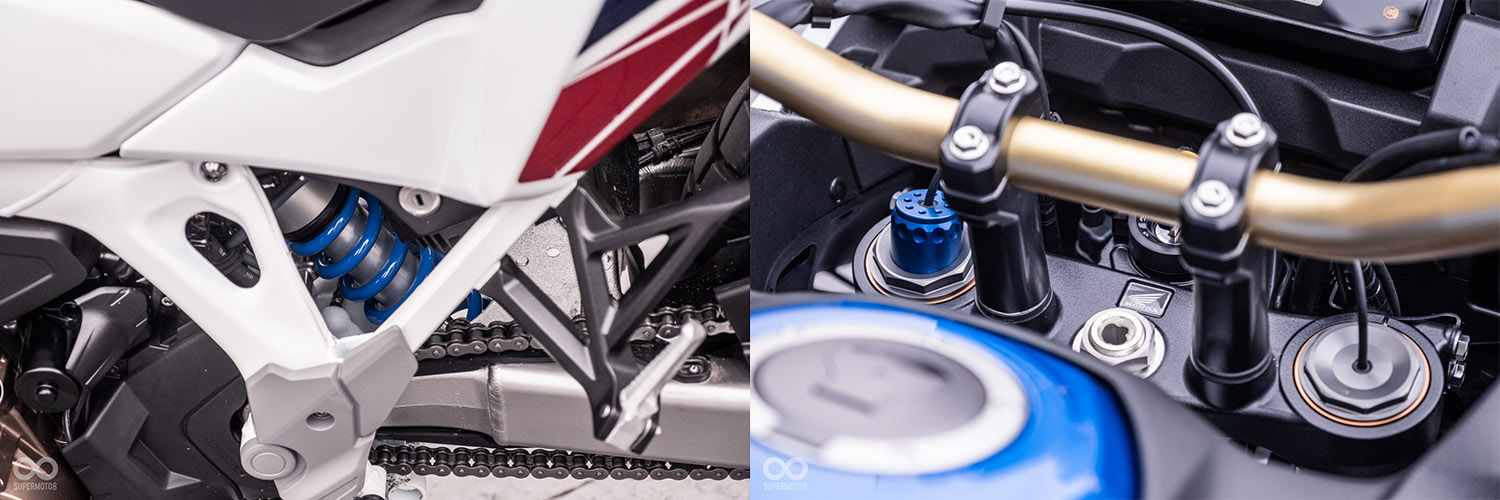 如果搭載上電子懸吊，目前Honda旗下也有AFRICA TWIN車系配有SHOWA EERA電子避震器，可快速調整阻尼、預載