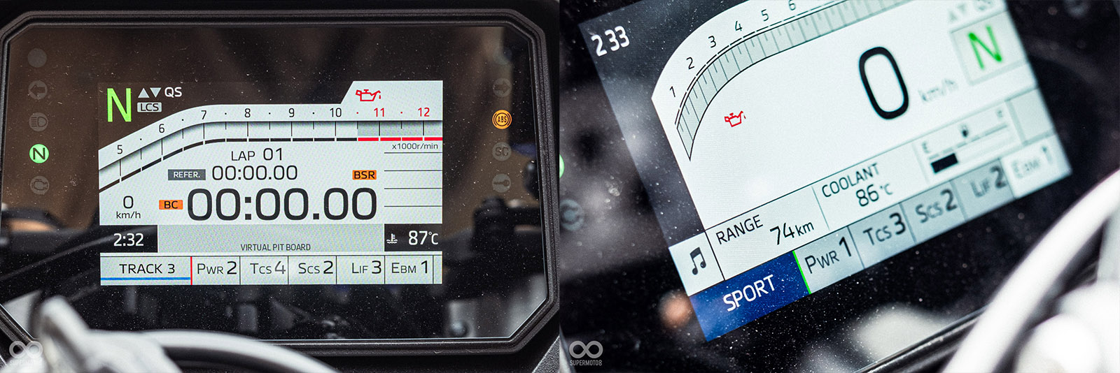 儀表介面也承襲R1的熱血風格，除了左邊戰鬥感十足的賽道模式外，右邊的普通模式也有多種介面可以選擇