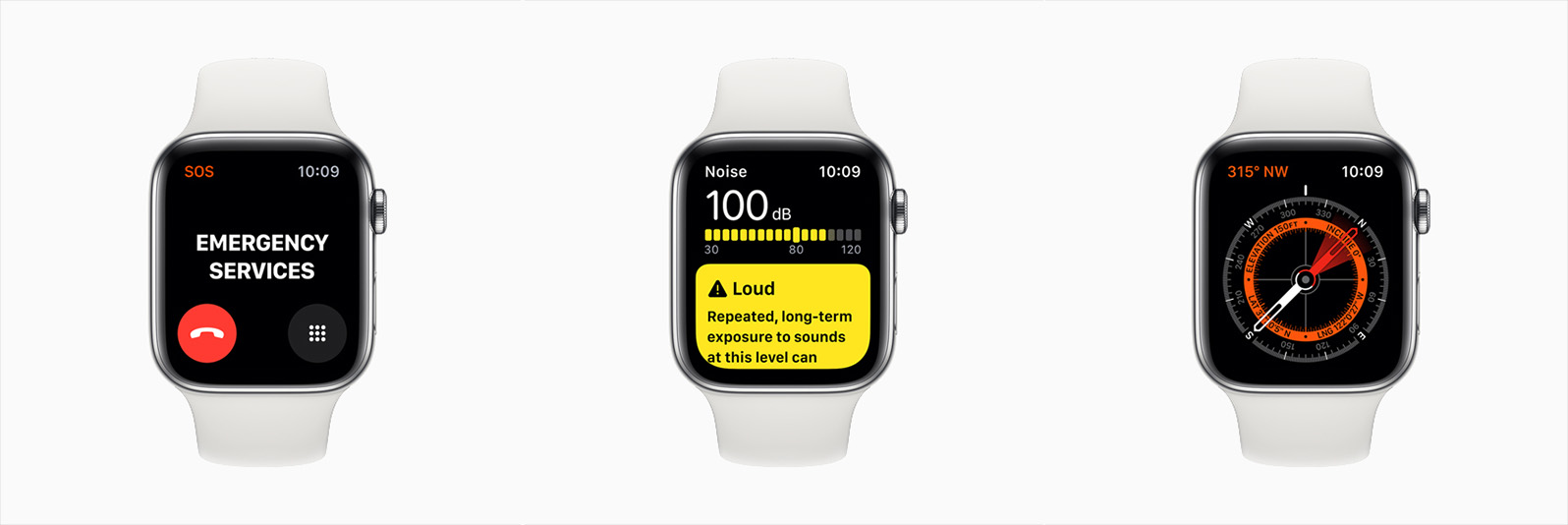 全國緊急專線、噪音檢測、電子羅盤皆為Apple watch series 5所推出的全新功能