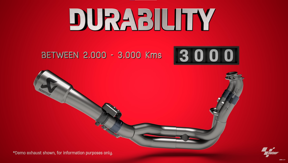 在長期激烈操駕下,Akrapovič的排氣管可以擁有著3,000公里的續航力