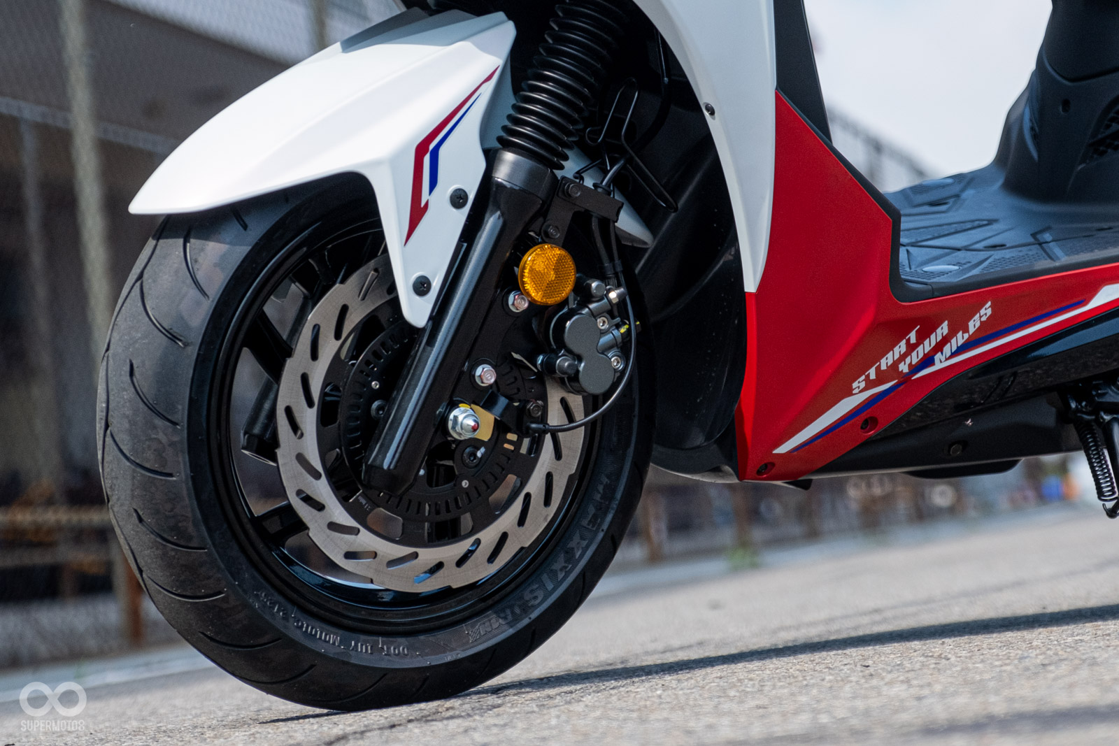 前煞車總泵口徑調整，煞車距離縮短18%