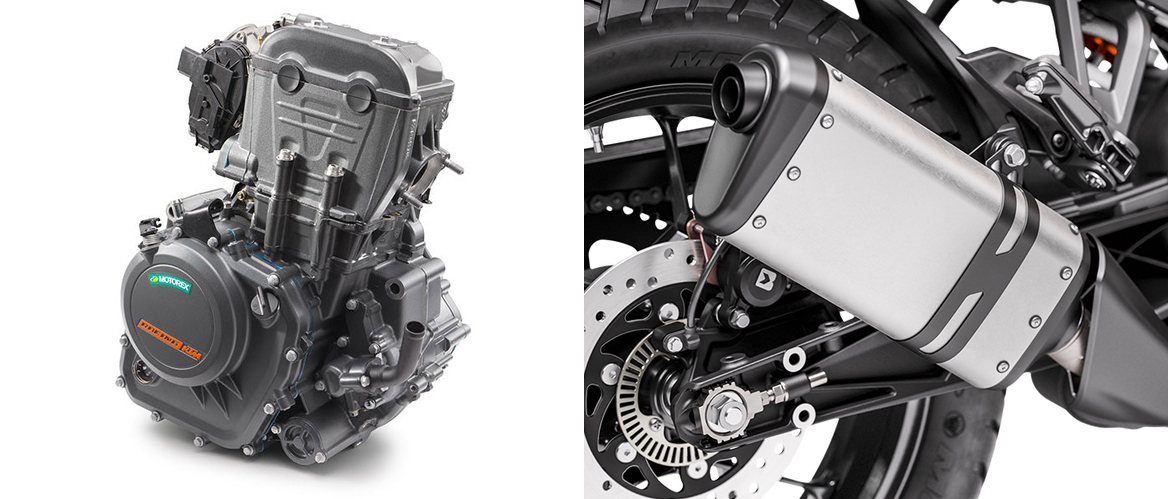 248c.c.水冷單缸引擎,有30HP馬力和24Nm扭力;排氣管造型和390 ADVENTURE相同