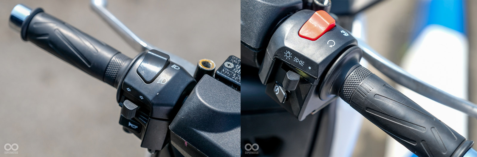 把手中央塑料殼有多重層次點綴;左、右把手配置與大多數車款相同