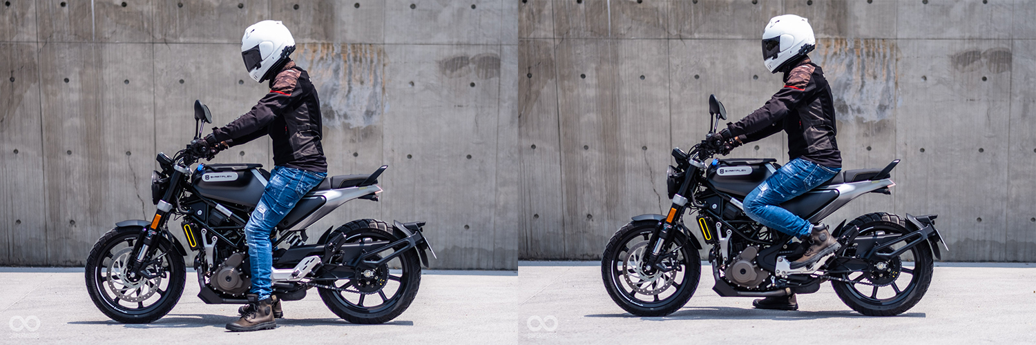 由於車身瘦窄,810mm的座高筆者180公分能輕鬆踏地