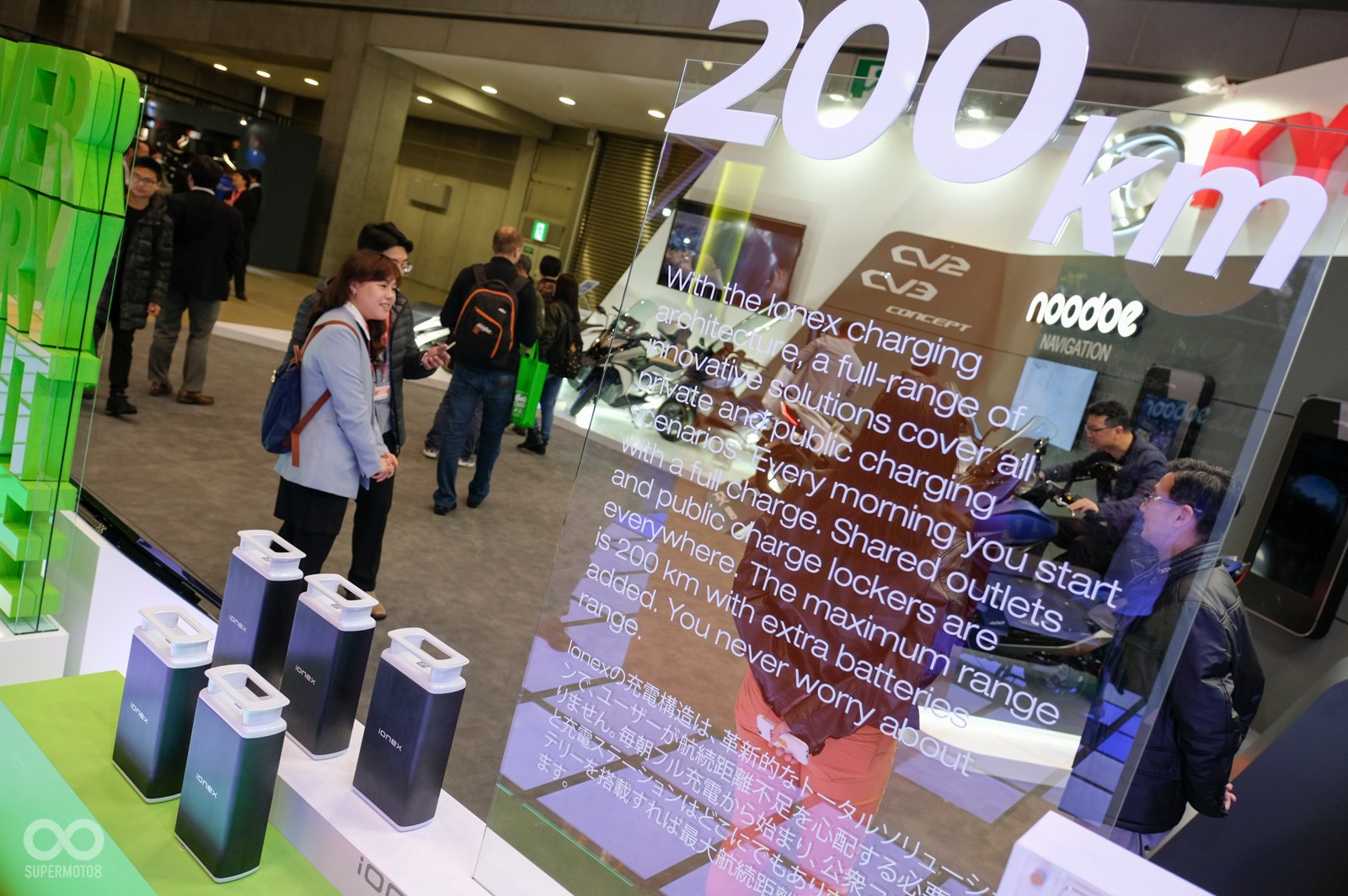 額外租借電池的情況下，五顆電池充滿電可是有驚人的200公里續航里程