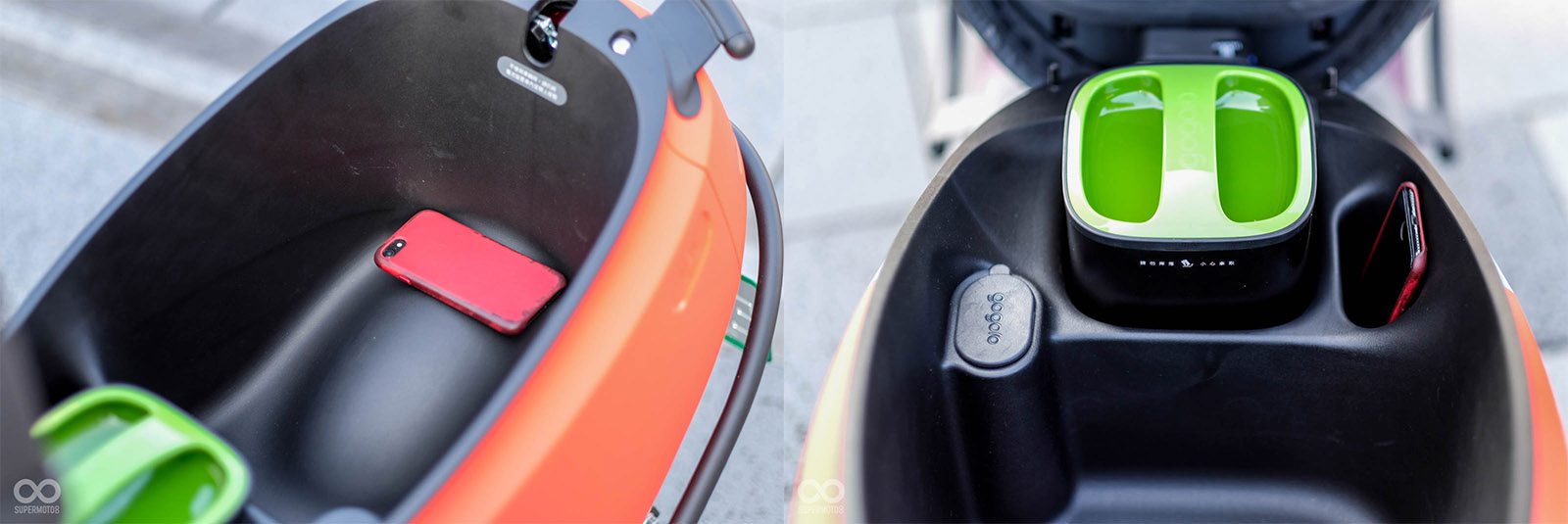 車廂容量21.6L，電池旁有放置手機的小凹槽