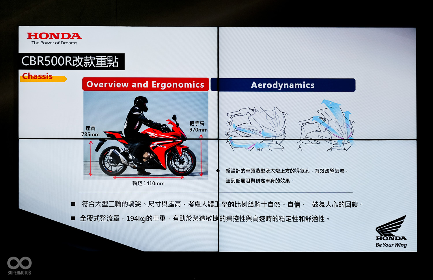 較低著座位高度搭配1,410 mm短軸距讓市區騎乘更輕鬆，全新車頭整流罩設計，除了視覺效果外更提昇了車輛高速穩定性