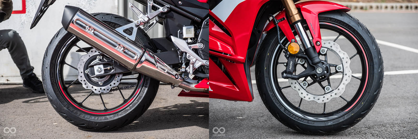 前後輪框經過全新設計,減輕750g;前輪煞車煞車升級輻射對四卡鉗+296mm雙碟