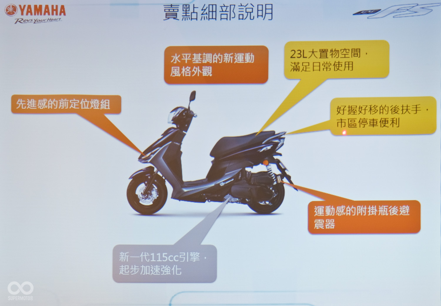 除了擁有125等級的全新運動外觀外,JOG FS不論在實用與操控都有著不錯的配置