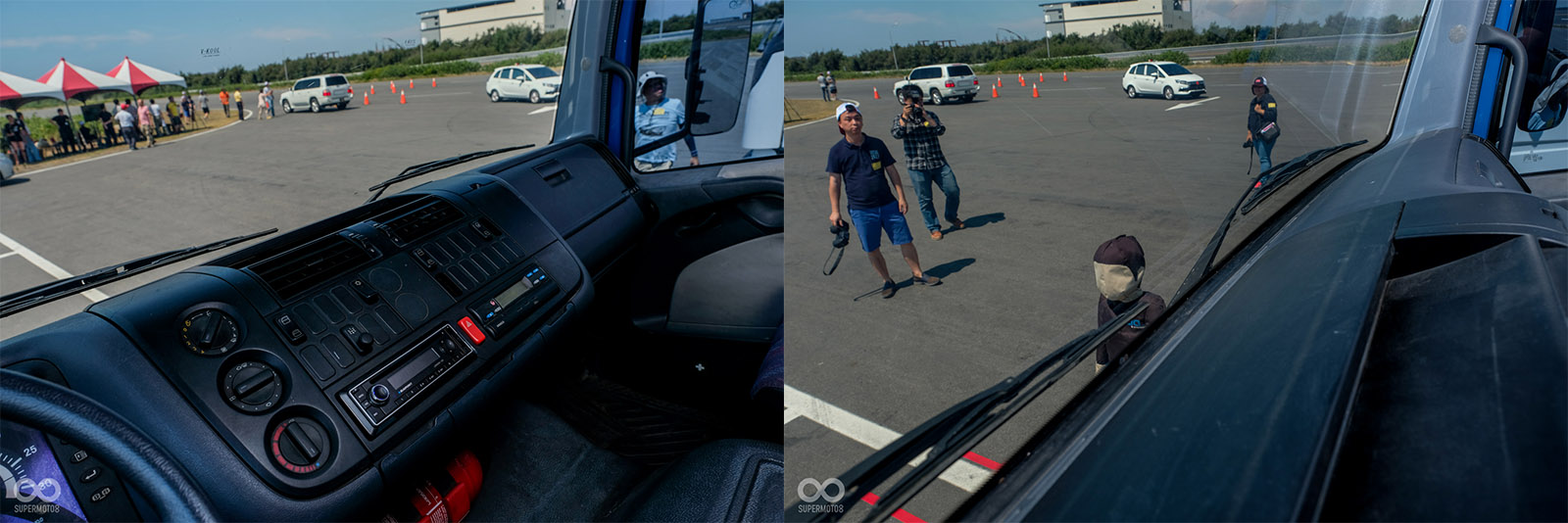 位於大貨車前方的行人,如果駕駛不移動自己的身軀,根本無法看見障礙物