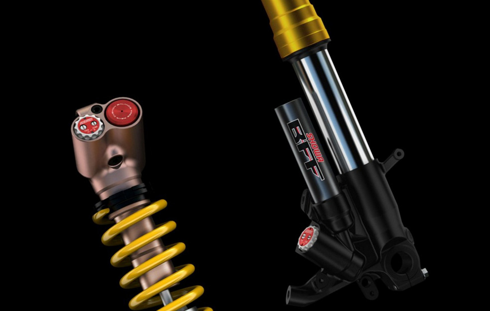 前後避震皆使用SHOWA外掛氣瓶全可調避震