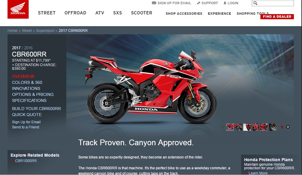 因為排氣法規標準不同,CBR600RR 目前仍在美國地區販售,但歐洲HONDA 官網上只剩照片,沒有詳細介紹。