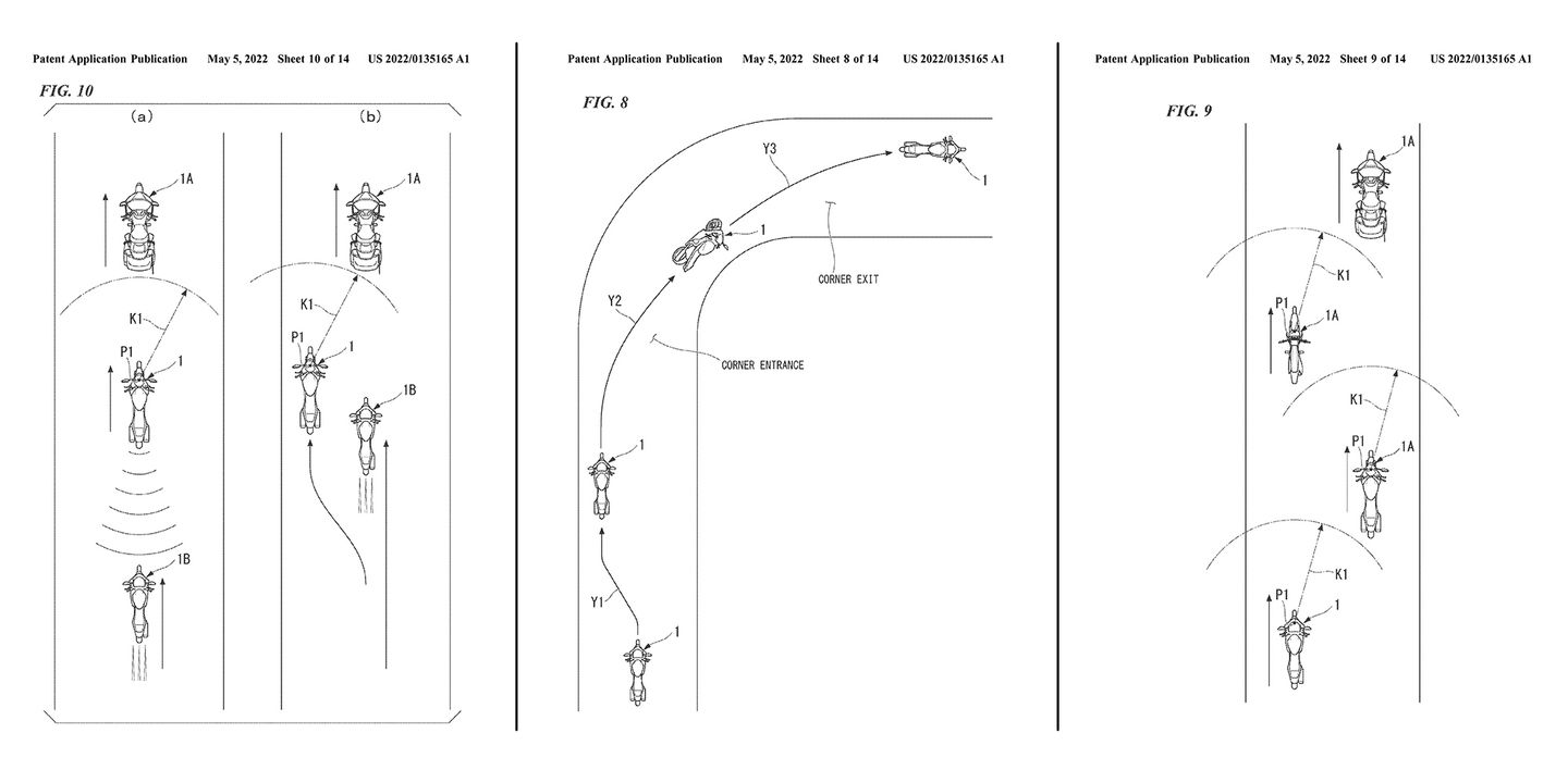 系統特別針對機車設計，在車陣中會與前車錯開提供更好視野；過彎能偵測路面寬度，自動採用外內外的過彎走線