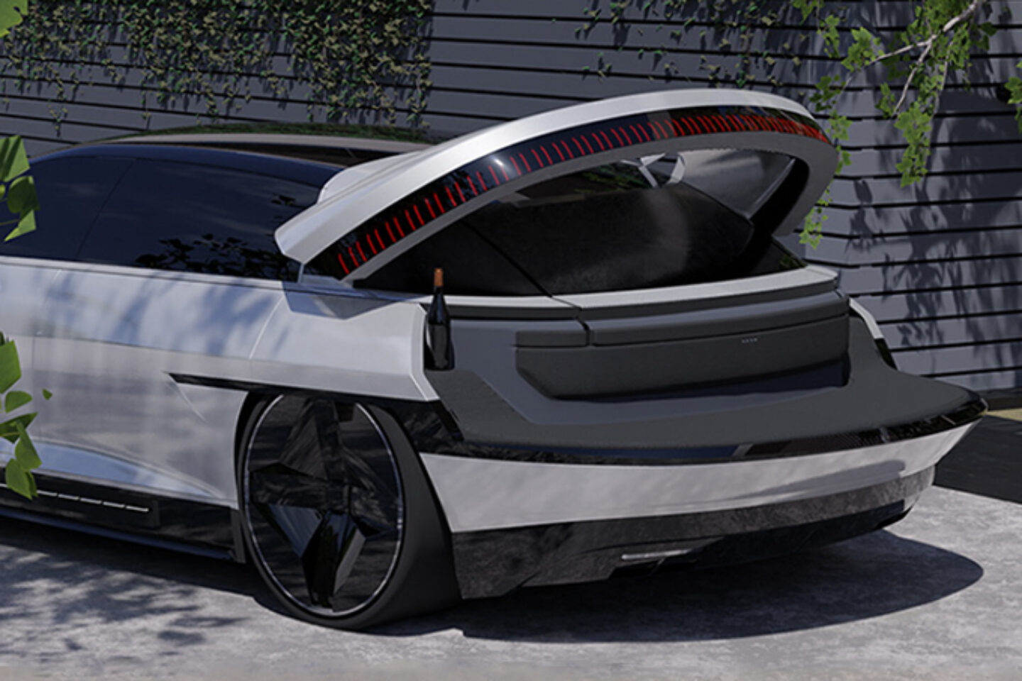 車尾打開後變出一座戶外沙發