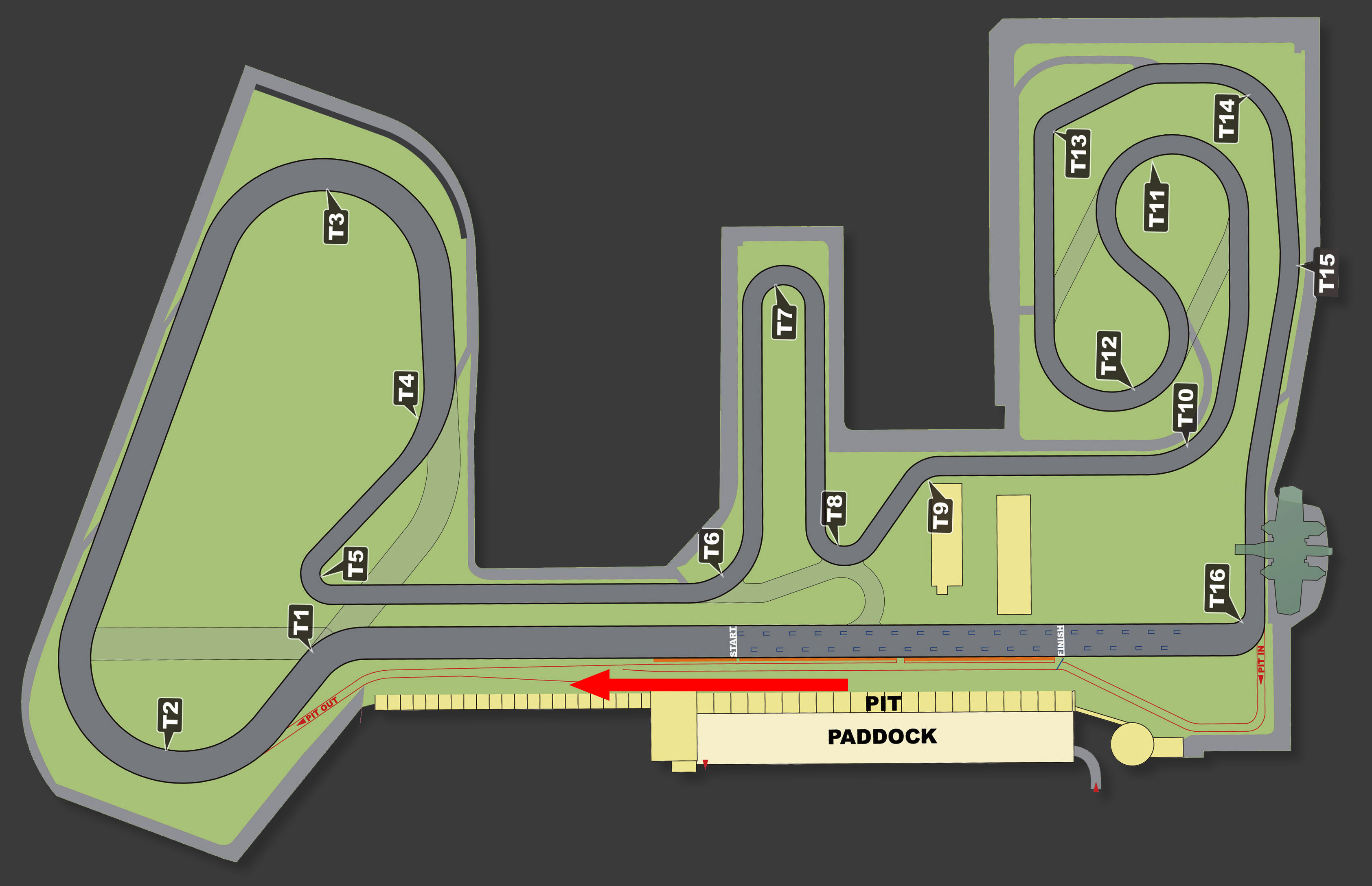 大鵬灣國際賽道全長3527公尺,直道長度700公尺,由10個右彎與6個左彎組成(共16彎)
