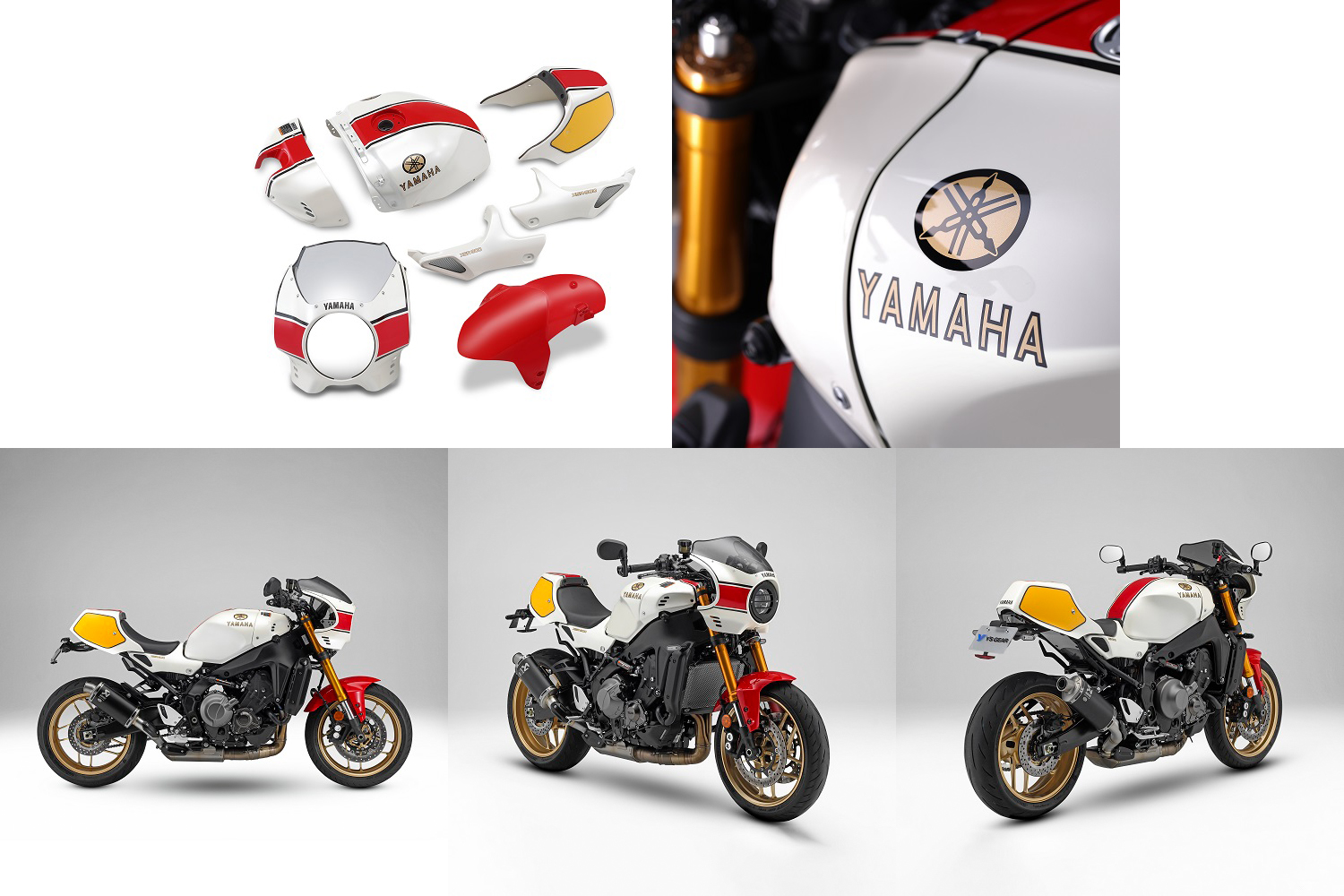 Sports Blood line外觀改裝套件組,油箱罩上的YAMAHA字樣與LOGO也換乘80年代的樣式