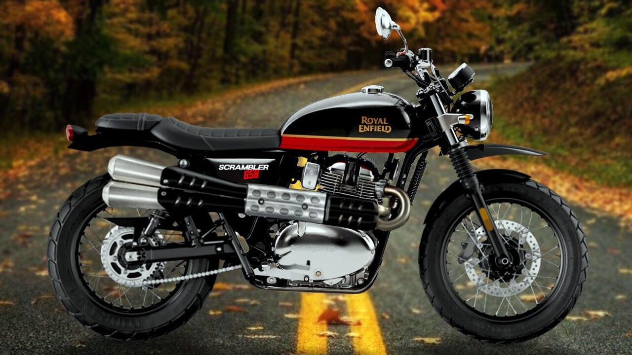 外媒繪製的Interceptor Bear 650預覽圖,側邊用上Triumph Scrambler風格的上繞排氣管