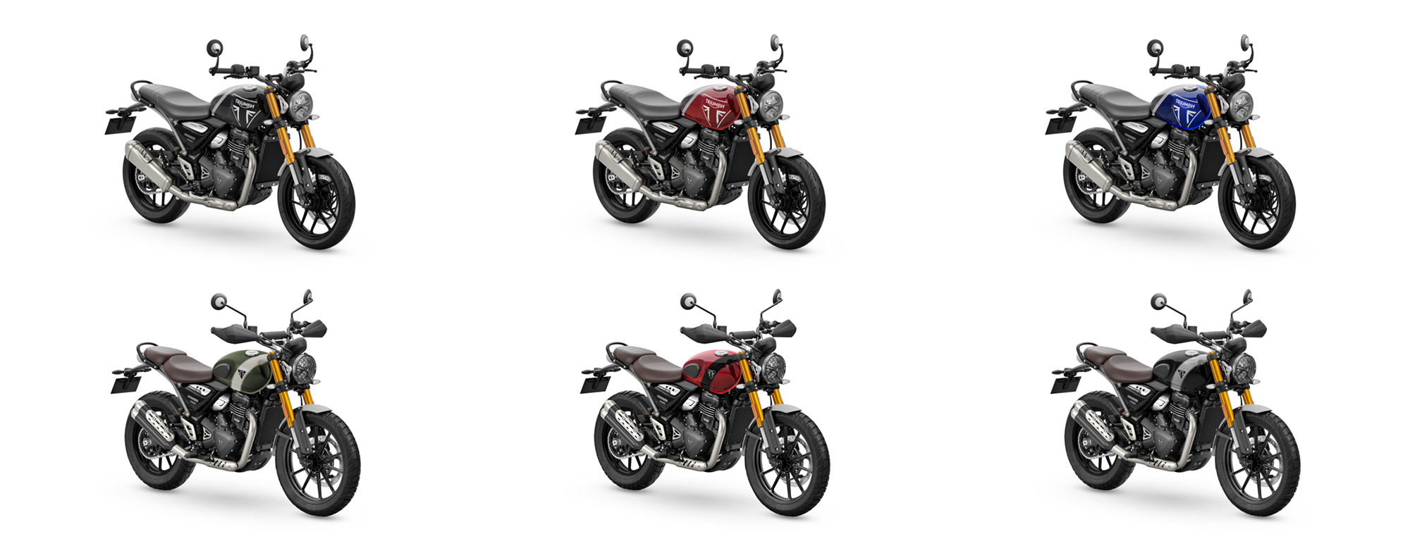 SPEED 400和SCRAMBLER 400 X都分別有三種車色