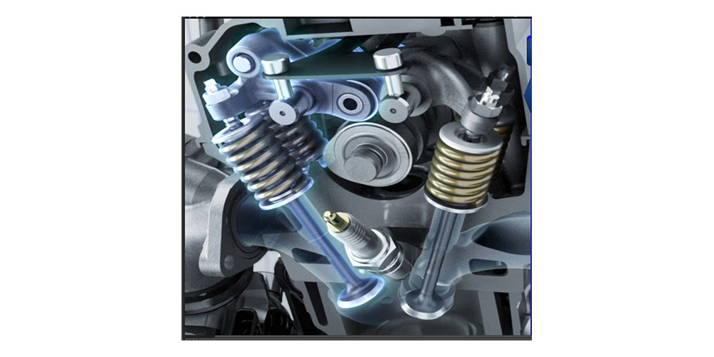 搭載VVA可變汽門，高低角度的汽門搖臂切換，因應不同轉速提供適當的進氣量，藉此提高然少效率