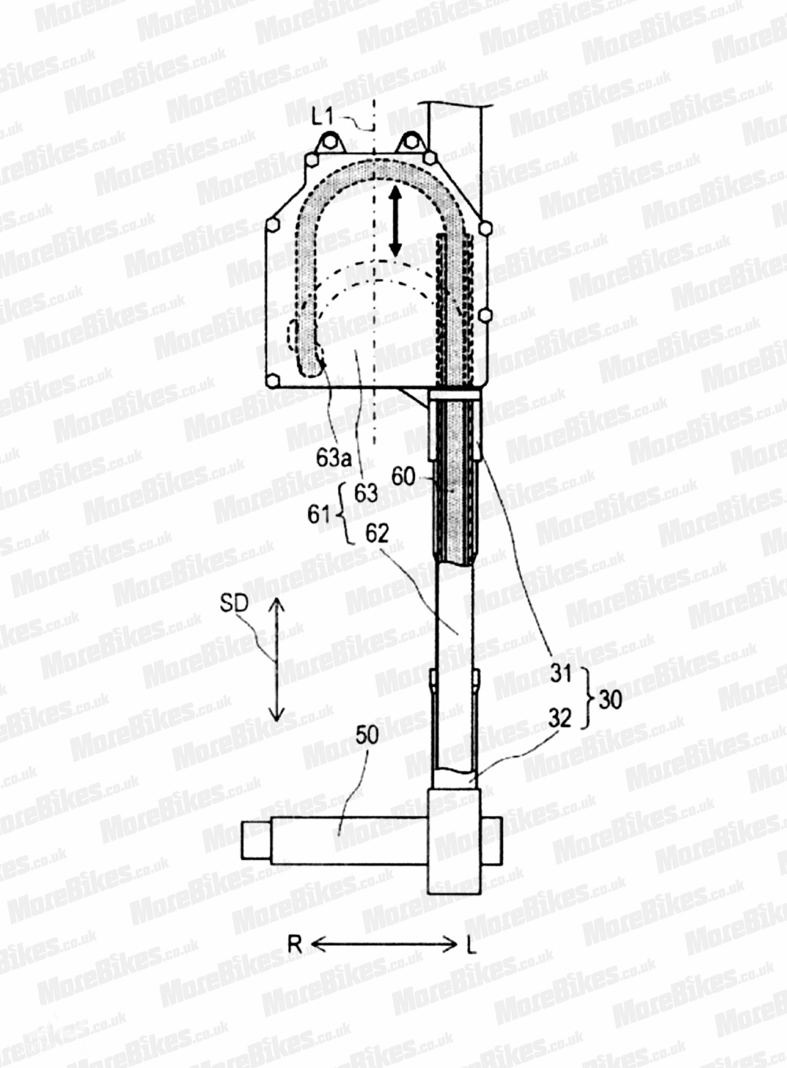 輪鼓式馬達供電的線路在轉入前叉部分後,多了一層保護管包覆,以避免線組受損,但在三角台部分仍維持裸線,避免前叉做動產生干涉