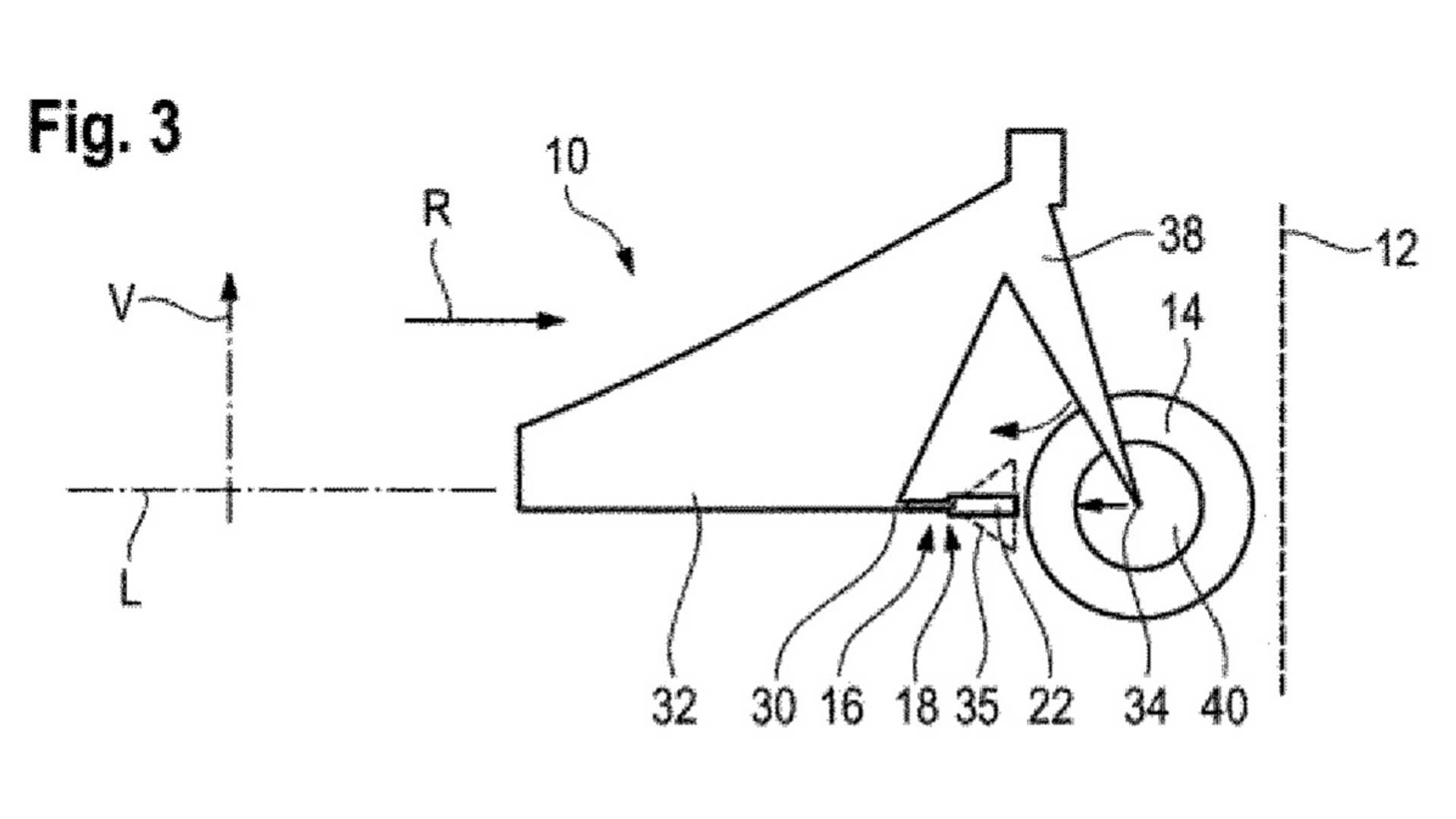 V型漏斗安裝在車架前端、前輪後方，外觀就像是一個橫置的前土除一樣