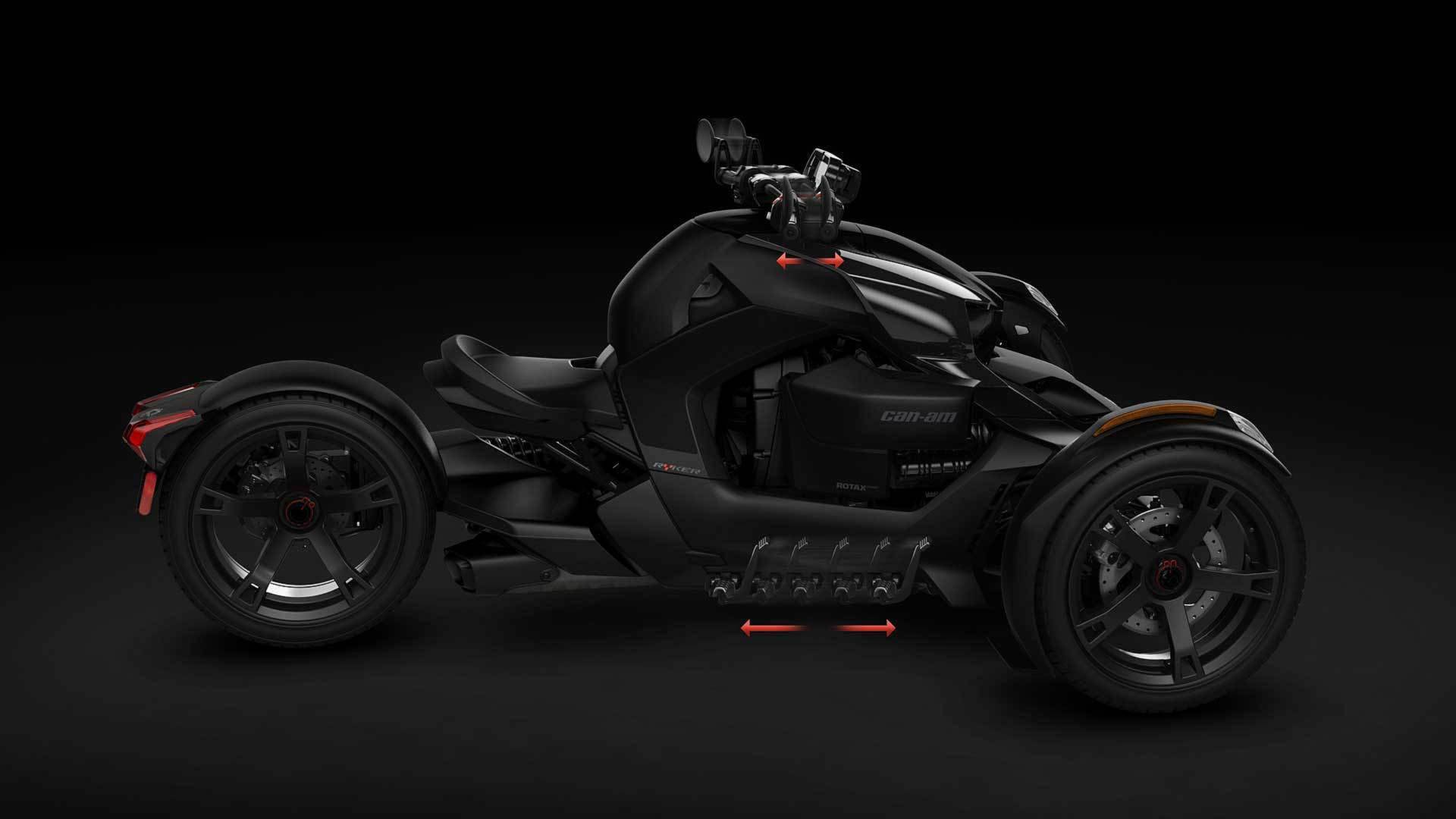 後單搖臂的設計也是這次Ryker的亮點之一