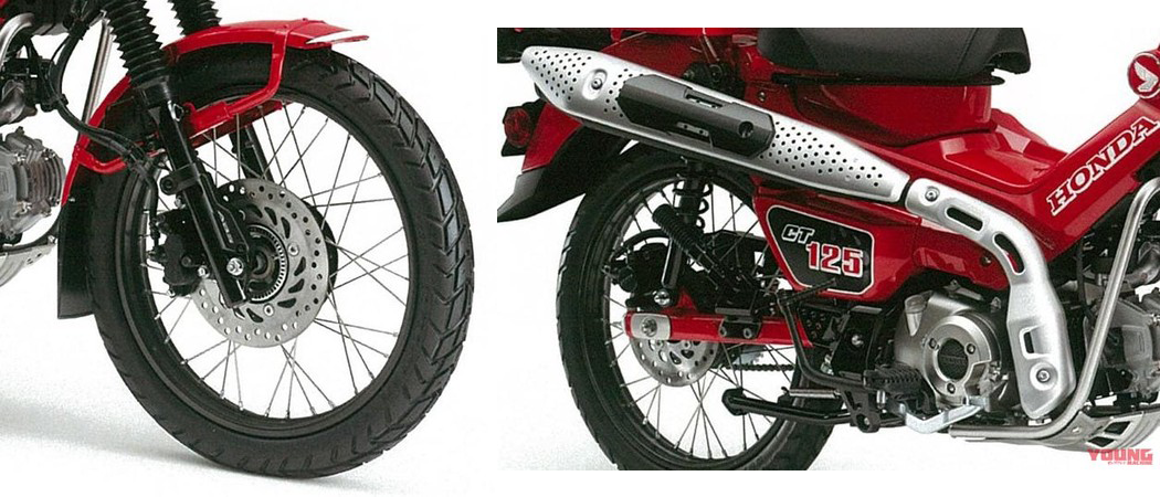 前土除換上更長的樣式，另外煞車卡鉗也從單活塞變雙活塞；上翹排氣管也加裝防燙蓋設計，另外還新增後座腳踏