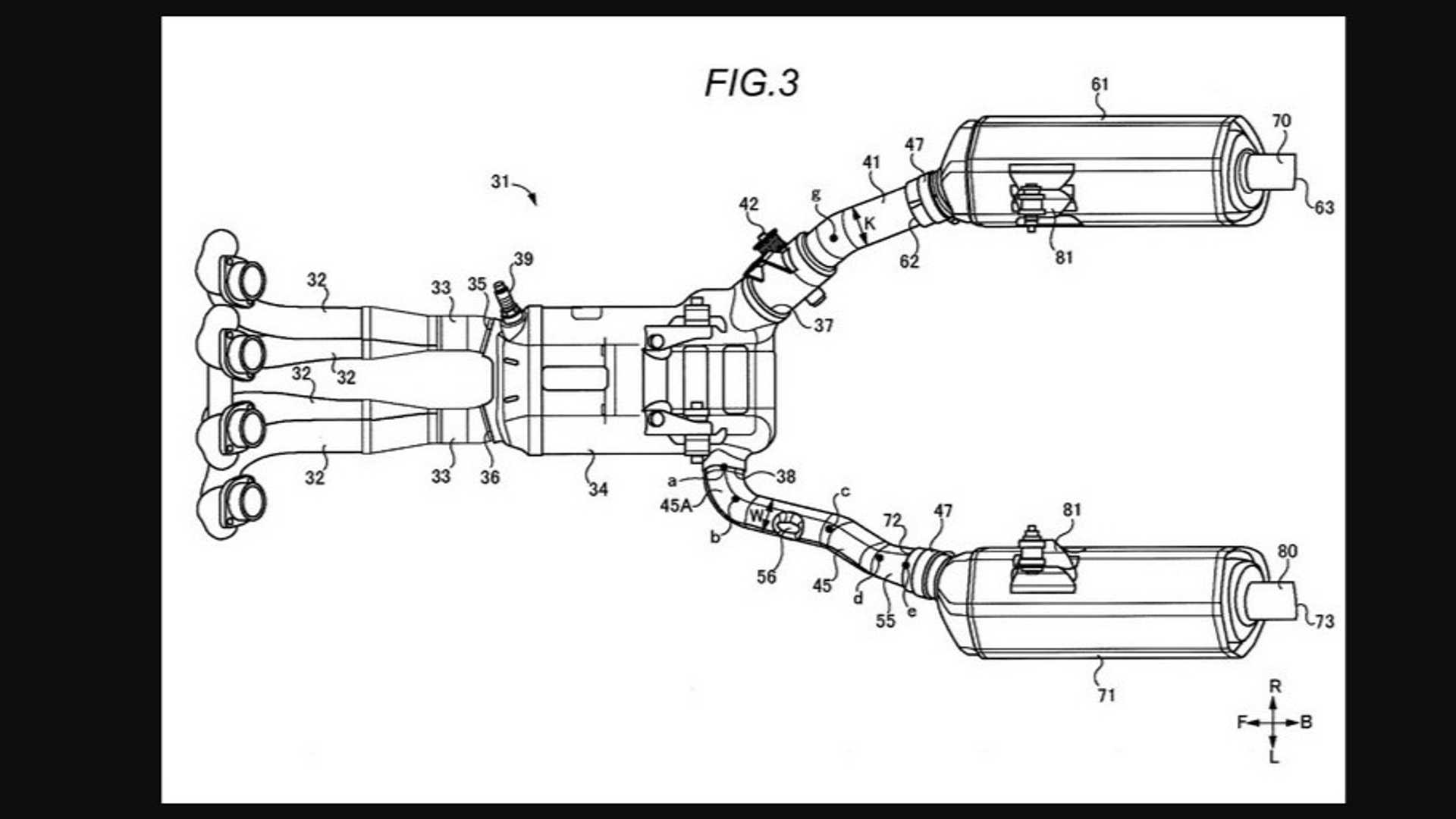 透過左右不同寬度的排氣管道,來達成嚴苛的噪音、排放標準