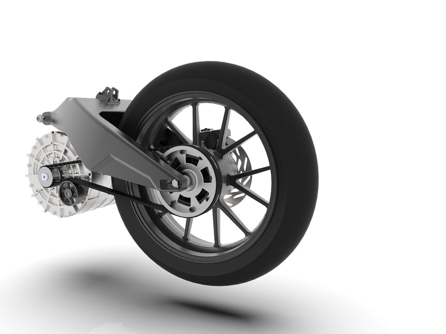 由馬達直接連接到後輪，更加直接、低耗損的動力傳導是電動車的優勢之一