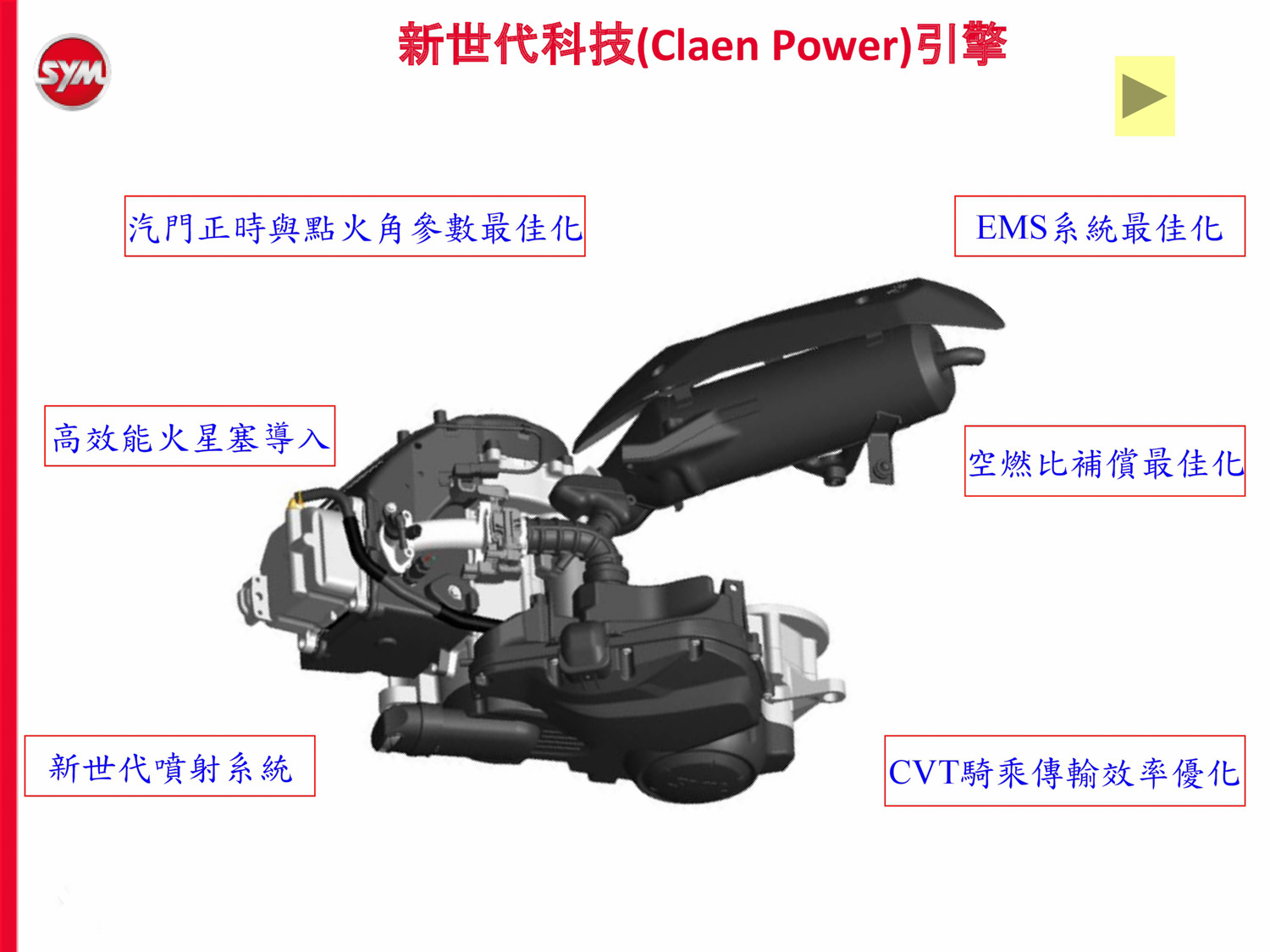 SYM在Z1 Attila的動力方面下了許多的功夫,從正時點火角的最佳化、全新的高效率火星塞、第四代的京濱噴射統,到CVT傳動組的優化,多管齊下讓這顆引擎達到快速、省油、潔淨、耐久等四大目標