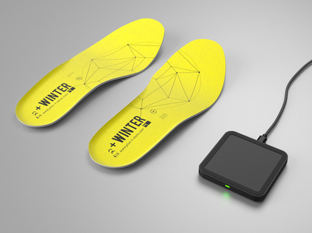 手機下載控制app，開啟藍芽連接就能利用手機啟動加溫鞋墊，還能控制所需要的溫度。