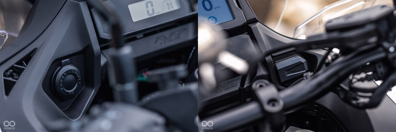 儀表兩側有12V電源與USB充電孔