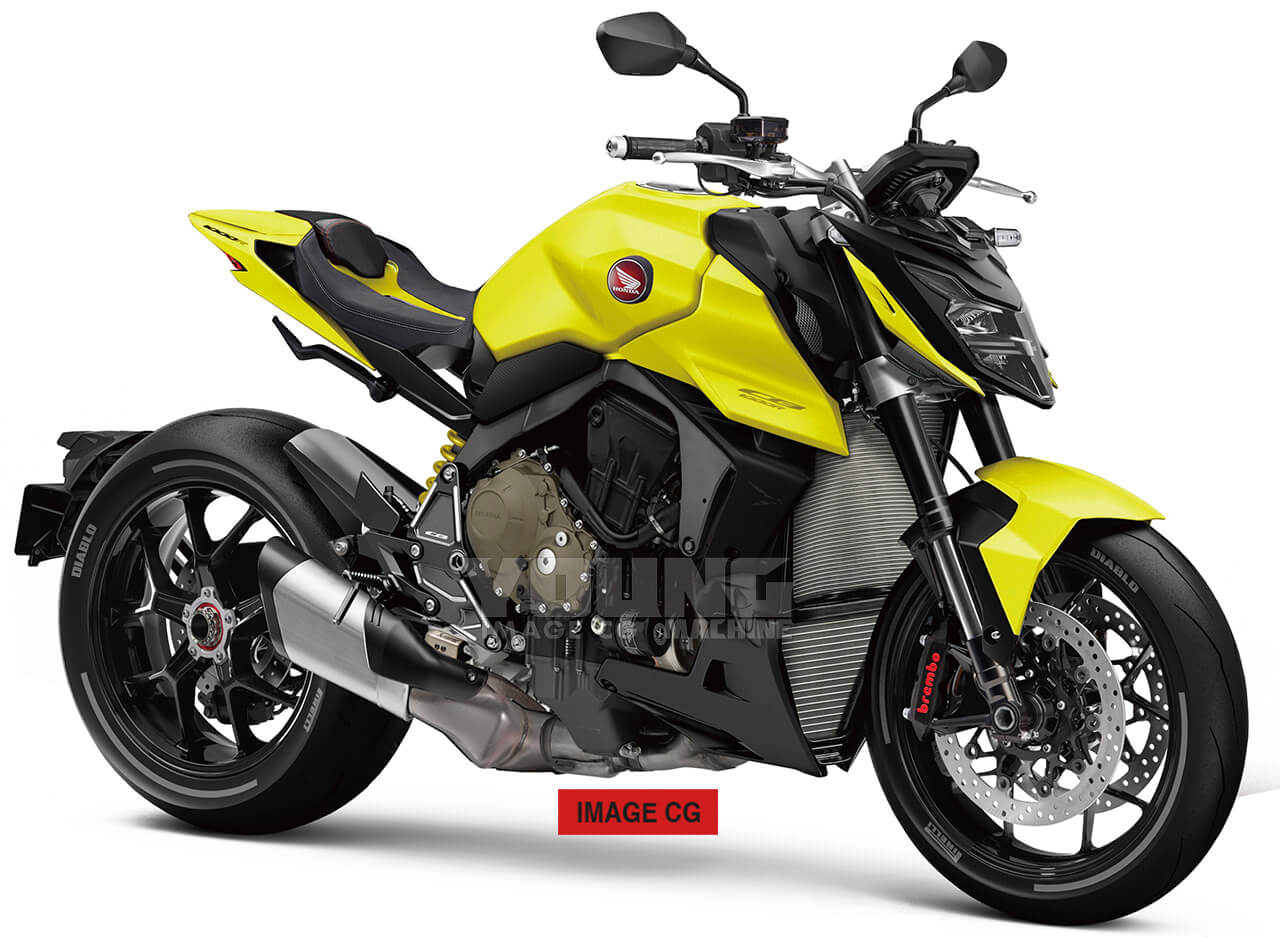 日本媒體製作的CB1000R Hornet預想圖，車頭大燈使用CB750 Hornet造型，油箱、車尾變得更戰鬥，並維持後單搖臂設計
