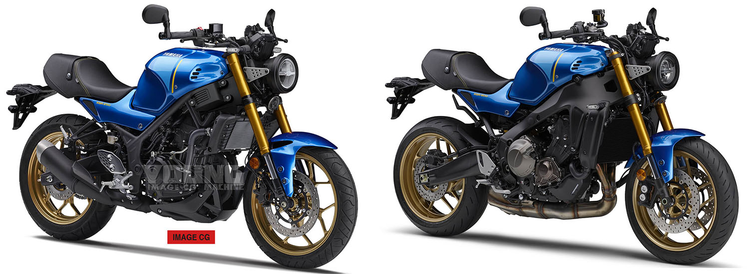 XSR250/300和XSR900兩台車並排,不難看出造型基本上是一個模子刻出來的