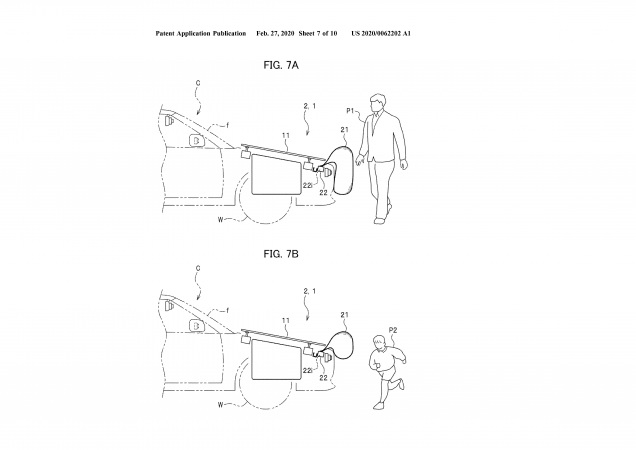 感應器偵測前方目標大小,針對不同大小展開不同的外部氣囊