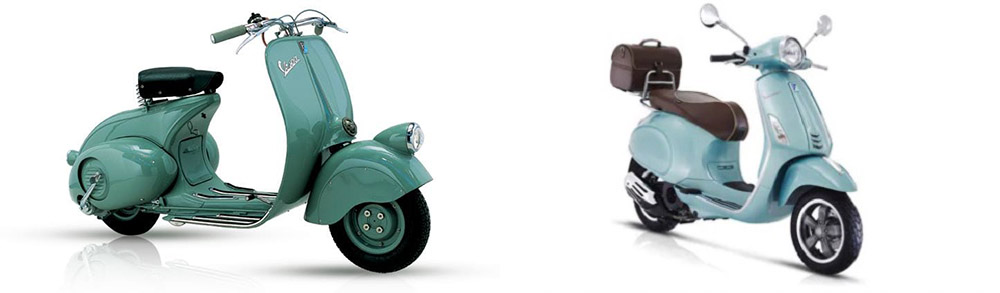 最早發表的Vespa 98和之後的Vespa車型，都有著類似的外觀設計